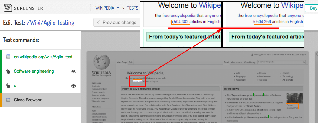 Visual UI testing: diff region in diff view