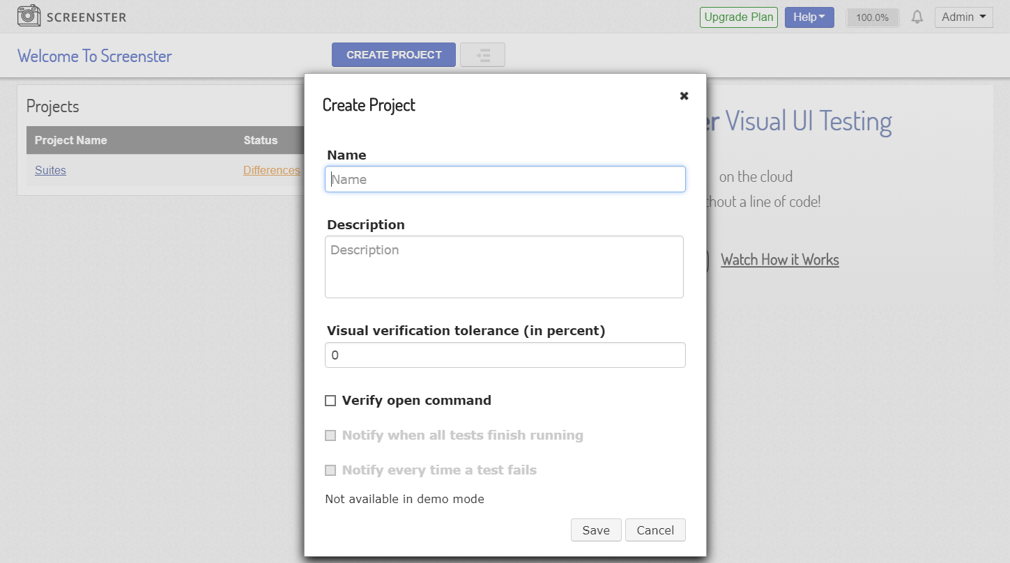 Visual Testing Tool: Project Level Tolerance